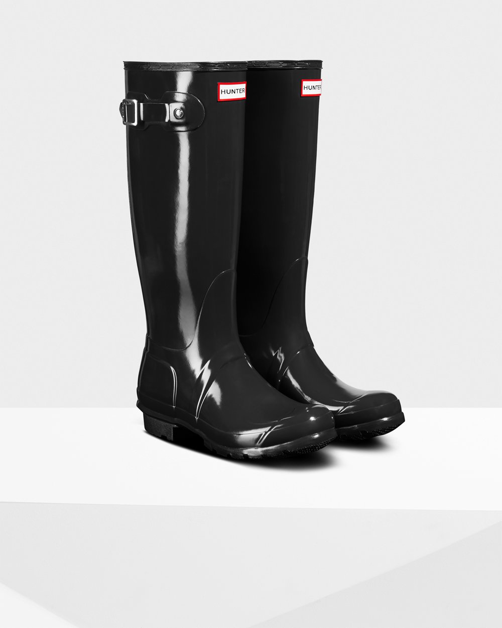 Hunter Original Gloss Tall Rain Boots - For Sale Cheap Womens Black - IBPMJL721